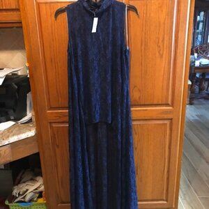 Ashley Stewart Blue lace sheer short in front and long in back dress  size 14/16
